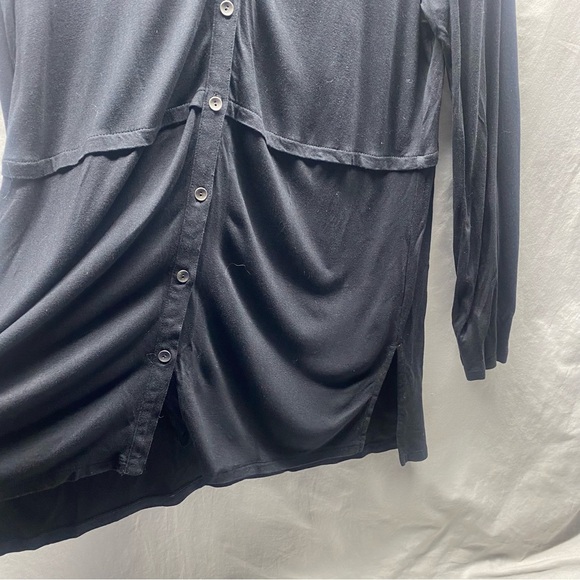 J. Jill Women Top XL Black Tunic Button Up Slit Side Pleated Back - Picture 4 of 6